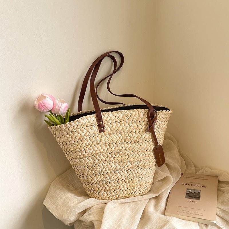 Woven Straw Tote – Large Capacity Summer Market Bag - Stella Frank