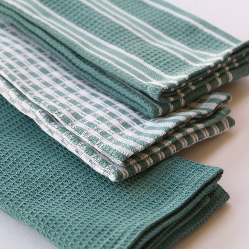 Premium Cotton Kitchen Tea Towels – 3 Pack Multi - Purpose Absorbent Cloths - Stella Frank